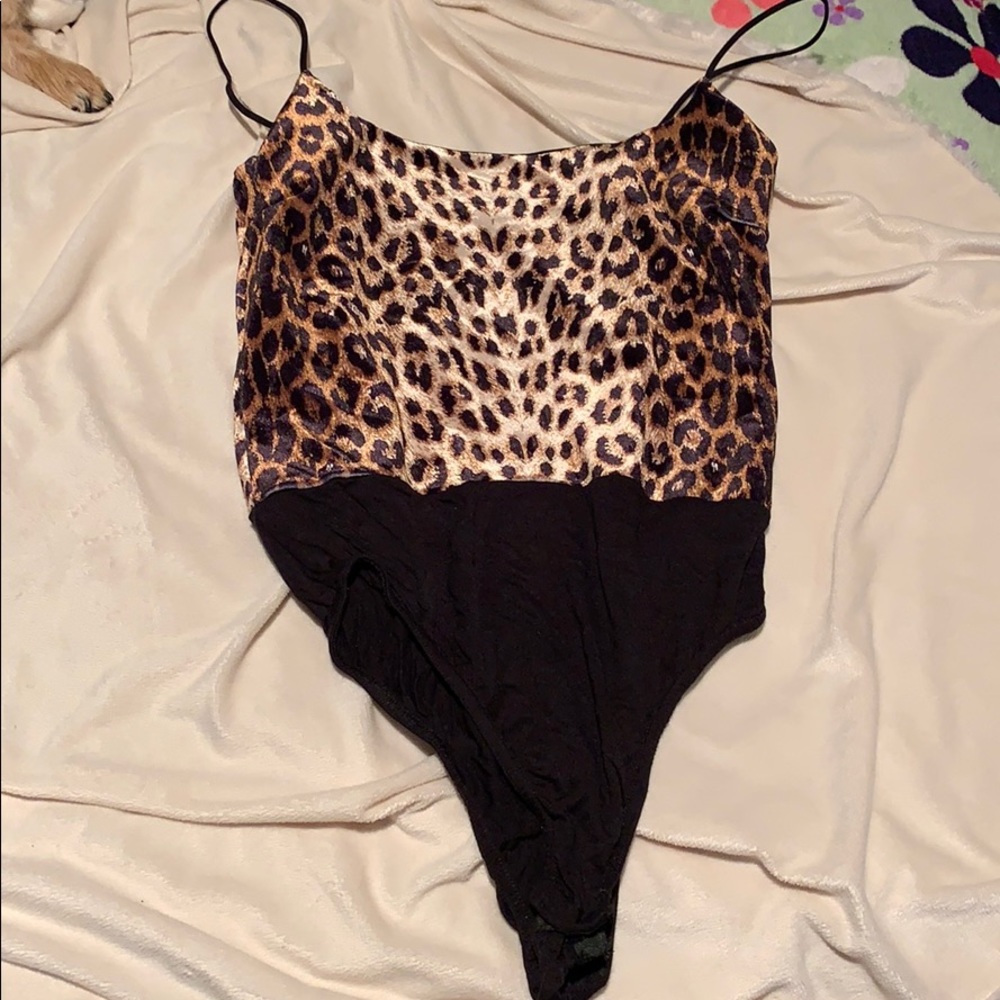 Velvet cheetah print body suit